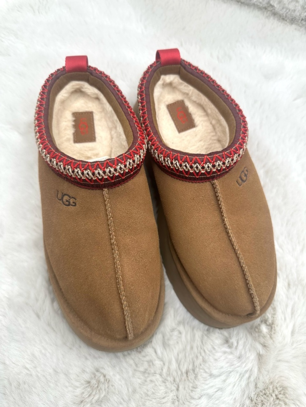 UGG Tazz Chestnut Platform Slippers Women size 7 Like New Cozy Clogs - Picture 4 of 14